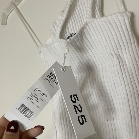 NEW! 535 America one shoulder ribbed white cropped top small - Picture 2 of 9